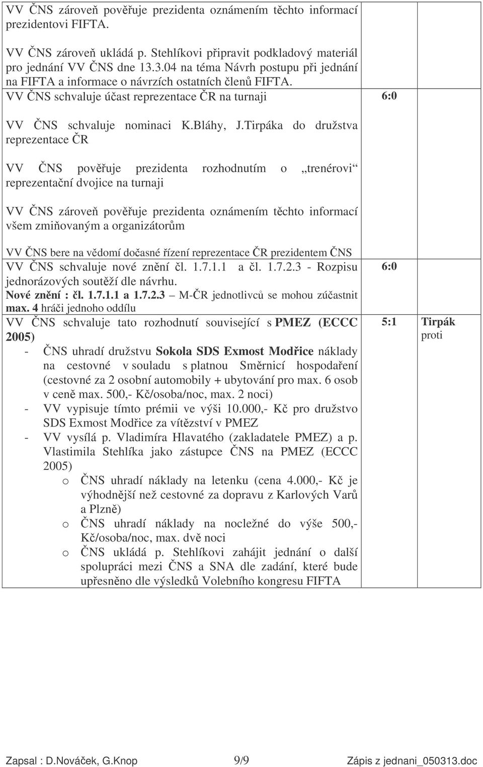 Tirpáka do družstva reprezentace R VV NS povuje prezidenta rozhodnutím o trenérovi reprezentaní dvojice na turnaji VV NS zárove povuje prezidenta oznámením tchto informací všem zmiovaným a