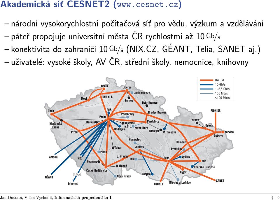 ) uživatelé: vysoké školy, AV ČR, střední školy, nemocnice, knihovny Most Děčín Ústí n. L. Liberec Jablonec n. N.