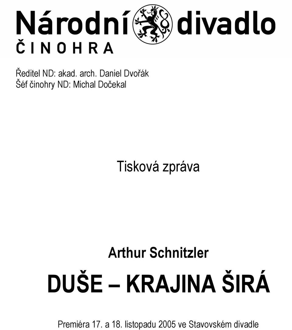 Dočekal Tisková zpráva Arthur Schnitzler