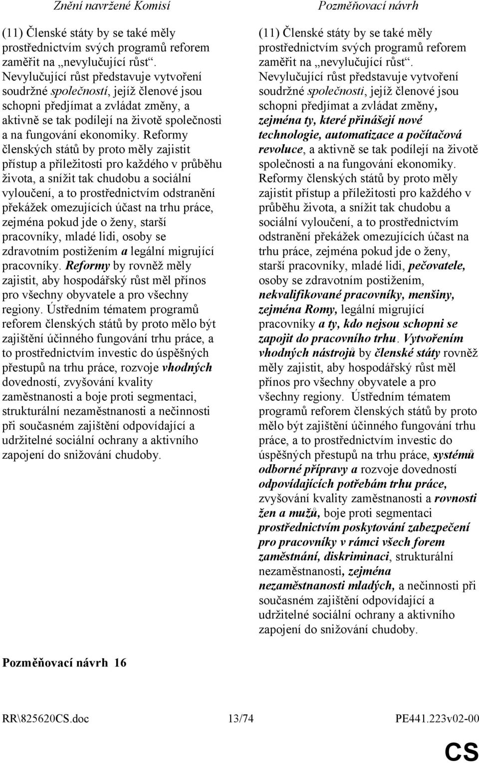 Reformy členských států by proto měly zajistit přístup a příležitosti pro každého v průběhu života, a snížit tak chudobu a sociální vyloučení, a to prostřednictvím odstranění překážek omezujících