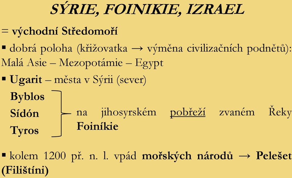 města v Sýrii (sever) Byblos Sídón Tyros na jihosyrském pobřeží zvaném