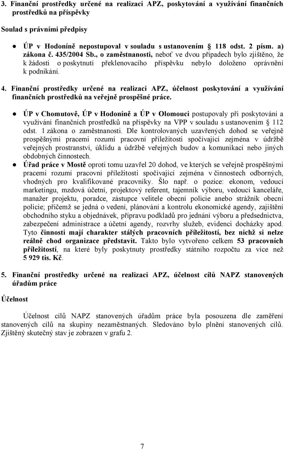 ÚP v Chomutově, ÚP v Hodoníně a ÚP v Olomouci postupovaly při poskytování a využívání finančních prostředků na příspěvky na VPP v souladu s ustanovením 112 odst. 1 zákona o zaměstnanosti.