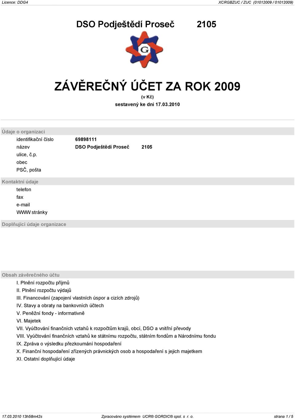 Financování (zapojení vlastních úspor a cizích zdrojù) IV. Stavy a obraty na bankovních úètech V. Penìžní fondy - informativnì VI. Majetek VII.