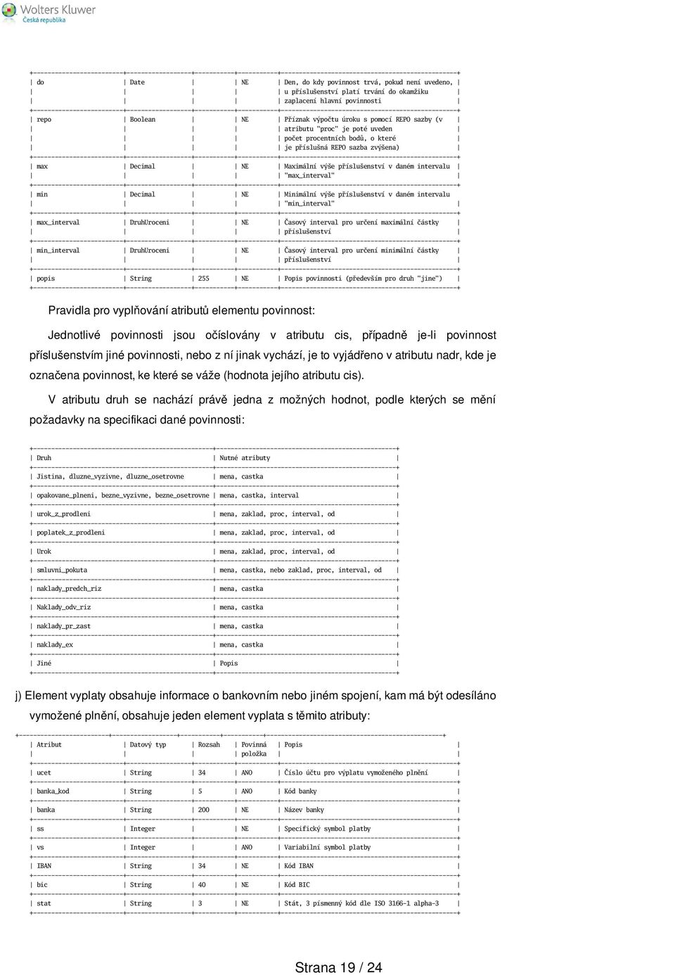 přísluenství v daném intervalu "min_interval" max_interval DruhUroceni NE Časový interval pro určení maximální částky přísluenství min_interval DruhUroceni NE Časový interval pro určení minimální