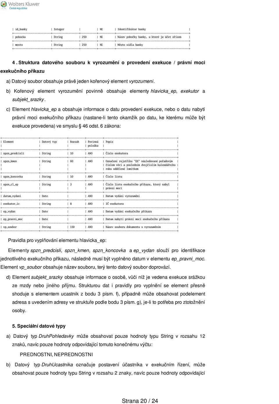 b) Kořenový element vyrozumění povinně obsahuje elementy hlavicka_ep, exekutor a subjekt_srazky.