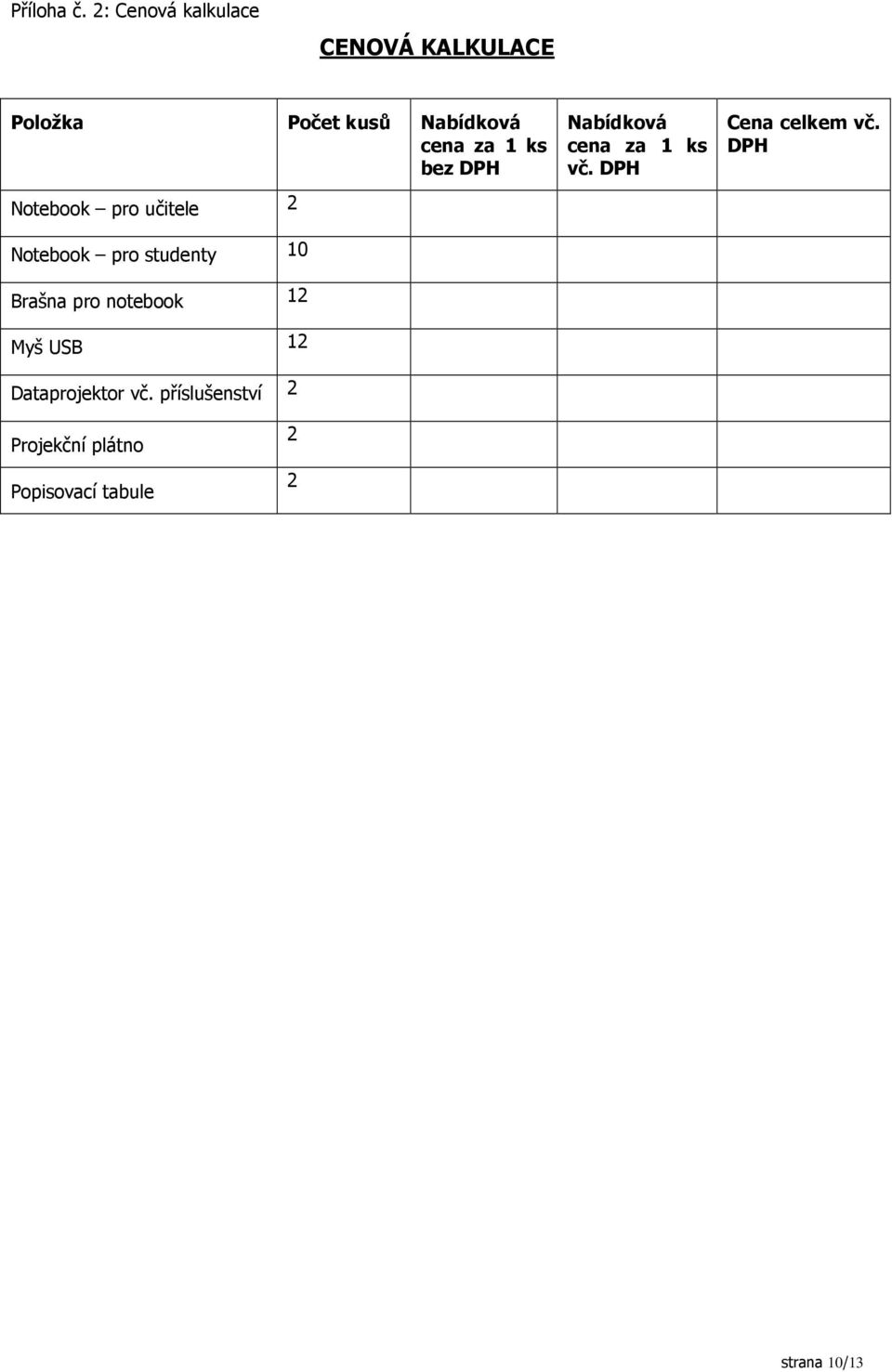 bez DPH Notebook pro učitele 2 Notebook pro studenty 10 Brašna pro notebook 12