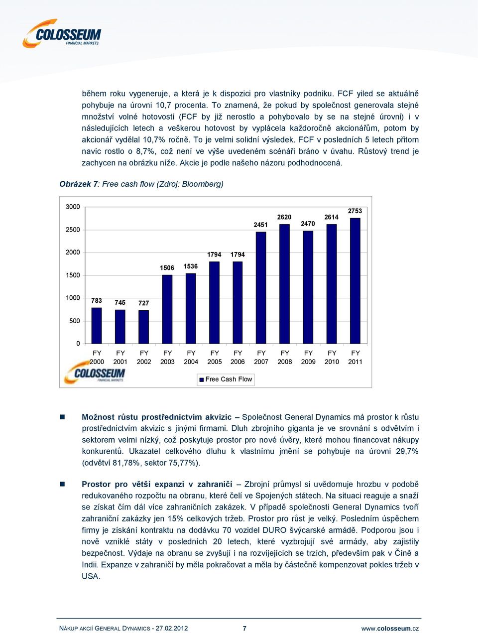 každoročně akcionářům, potom by akcionář vydělal 10,7% ročně. To je velmi solidní výsledek. FCF v posledních 5 letech přitom navíc rostlo o 8,7%, což není ve výše uvedeném scénáři bráno v úvahu.