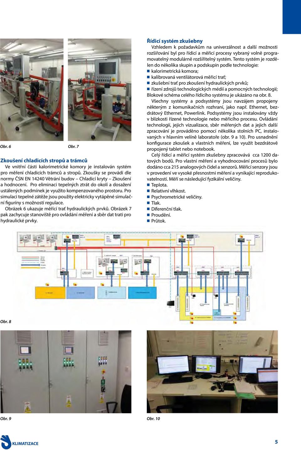 Pro simulaci tepelné zátěže jsou použity elektricky vytápěné simulační figuríny s možností regulace. Obrázek 6 ukazuje měřící trať hydraulických prvků.