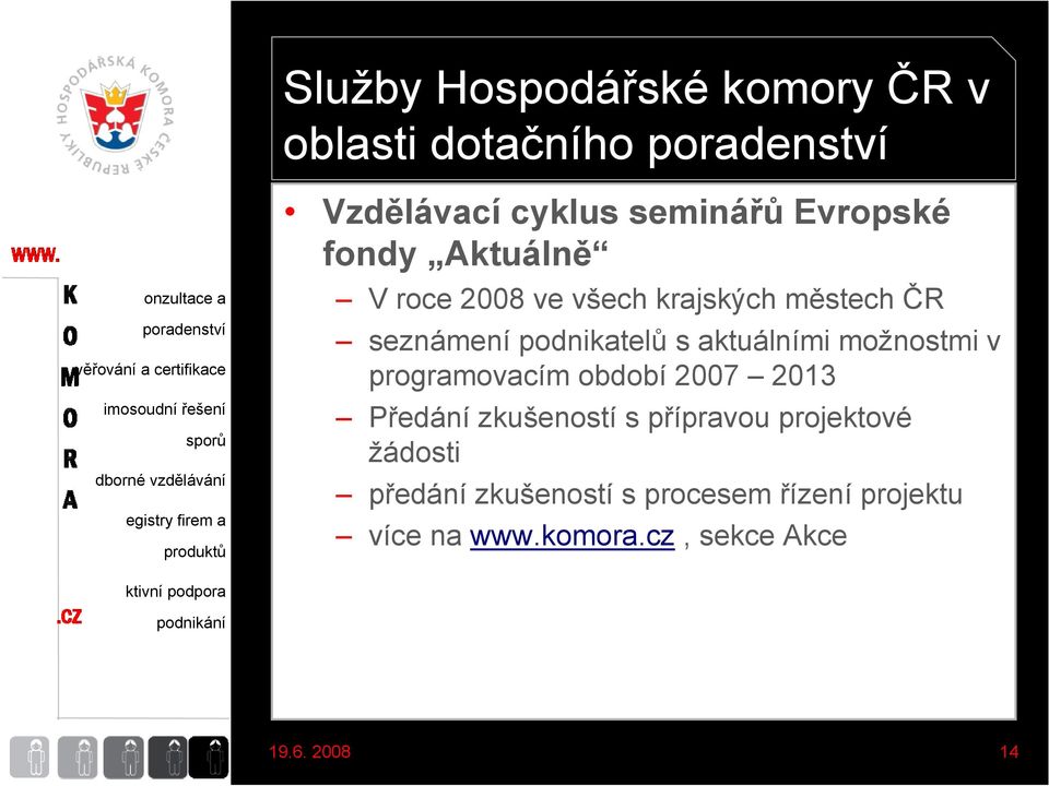 možnostmi v programovacím období 2007 2013 Předání zkušeností s přípravou projektové