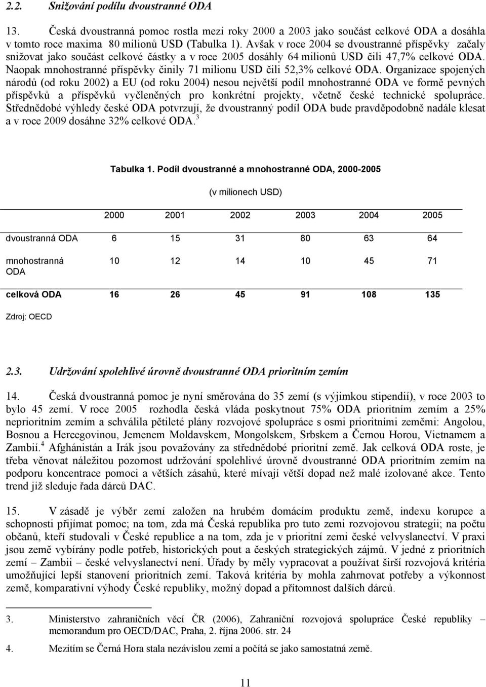 Naopak mnohostranné příspěvky činily 71 milionu USD čili 52,3% celkové ODA.