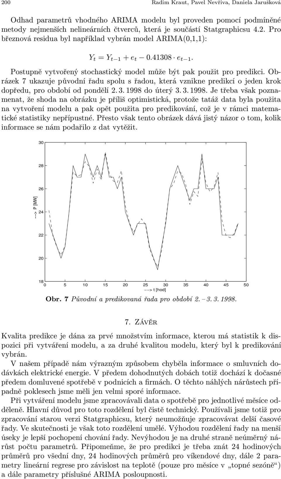 3.1998.jetřebavšakpoznamenat, že shoda na obrázku je příliš optimistická, protože tatáž data byla použita navytvořenímodeluapakopětpoužitapropredikování,cožjevrámcimatematické statistiky nepřípustné.