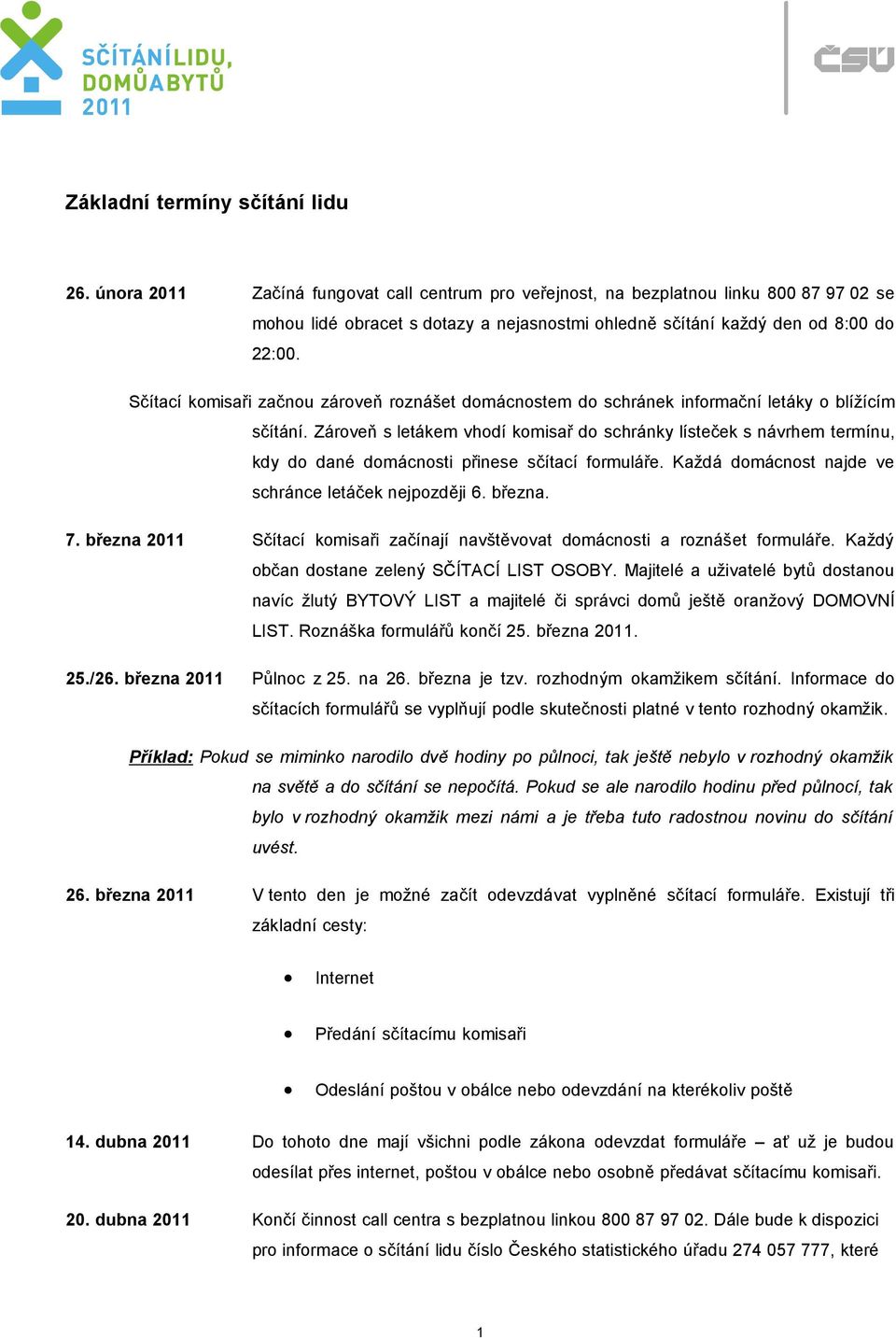 Sčítací komisaři začnou zároveň roznášet domácnostem do schránek informační letáky o blížícím sčítání.