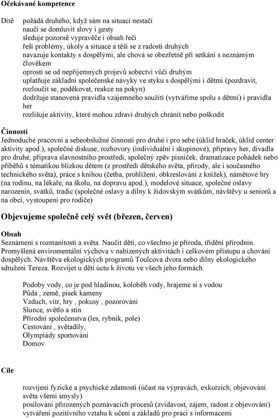 dospělými i dětmi (pozdravit, rozloučit se, poděkovat, reakce na pokyn) dodržuje stanovená pravidla vzájemného soužití (vytváříme spolu s dětmi) i pravidla her rozlišuje aktivity, které mohou zdraví