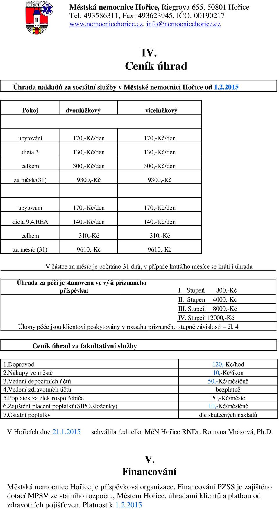 dieta 9,4,REA 140,-Kč/den 140,-Kč/den celkem 310,-Kč 310,-Kč za měsíc (31) 9610,-Kč 9610,-Kč V částce za měsíc je počítáno 31 dnů, v případě kratšího měsíce se krátí i úhrada Úhrada za péči je