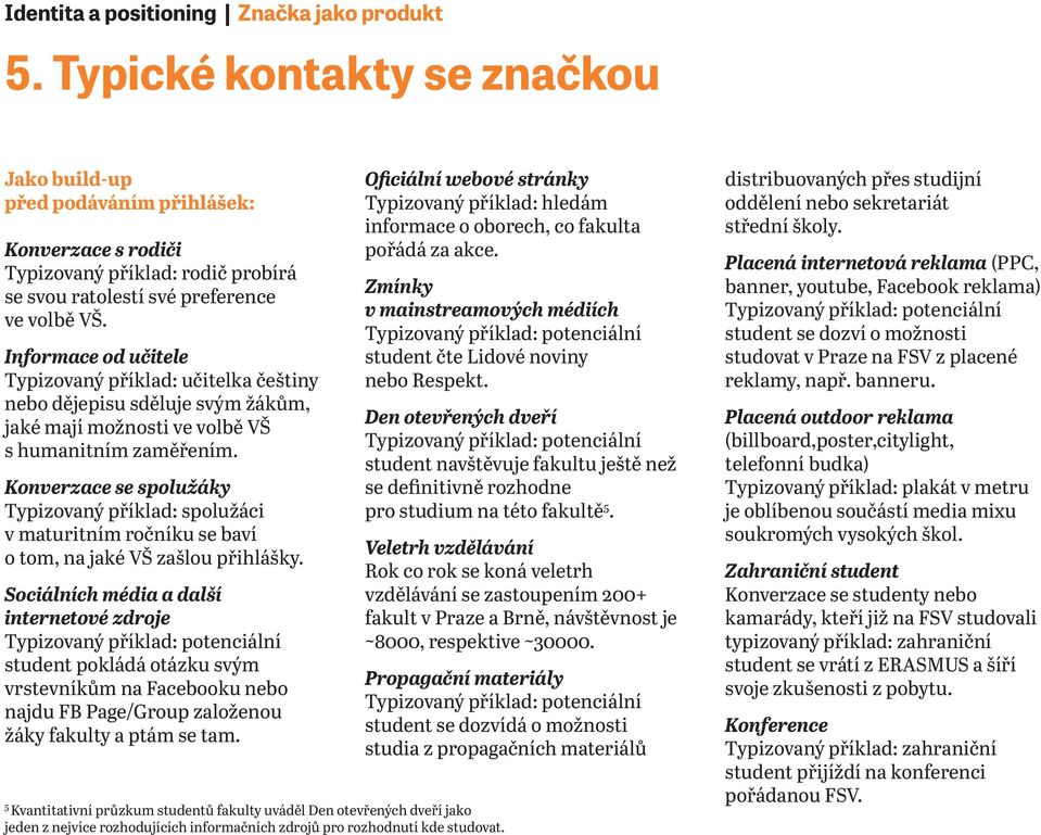 Informace od učitele Typizovaný příklad: učitelka češtiny nebo dějepisu sděluje svým žákům, jaké mají možnosti ve volbě VŠ s humanitním zaměřením.