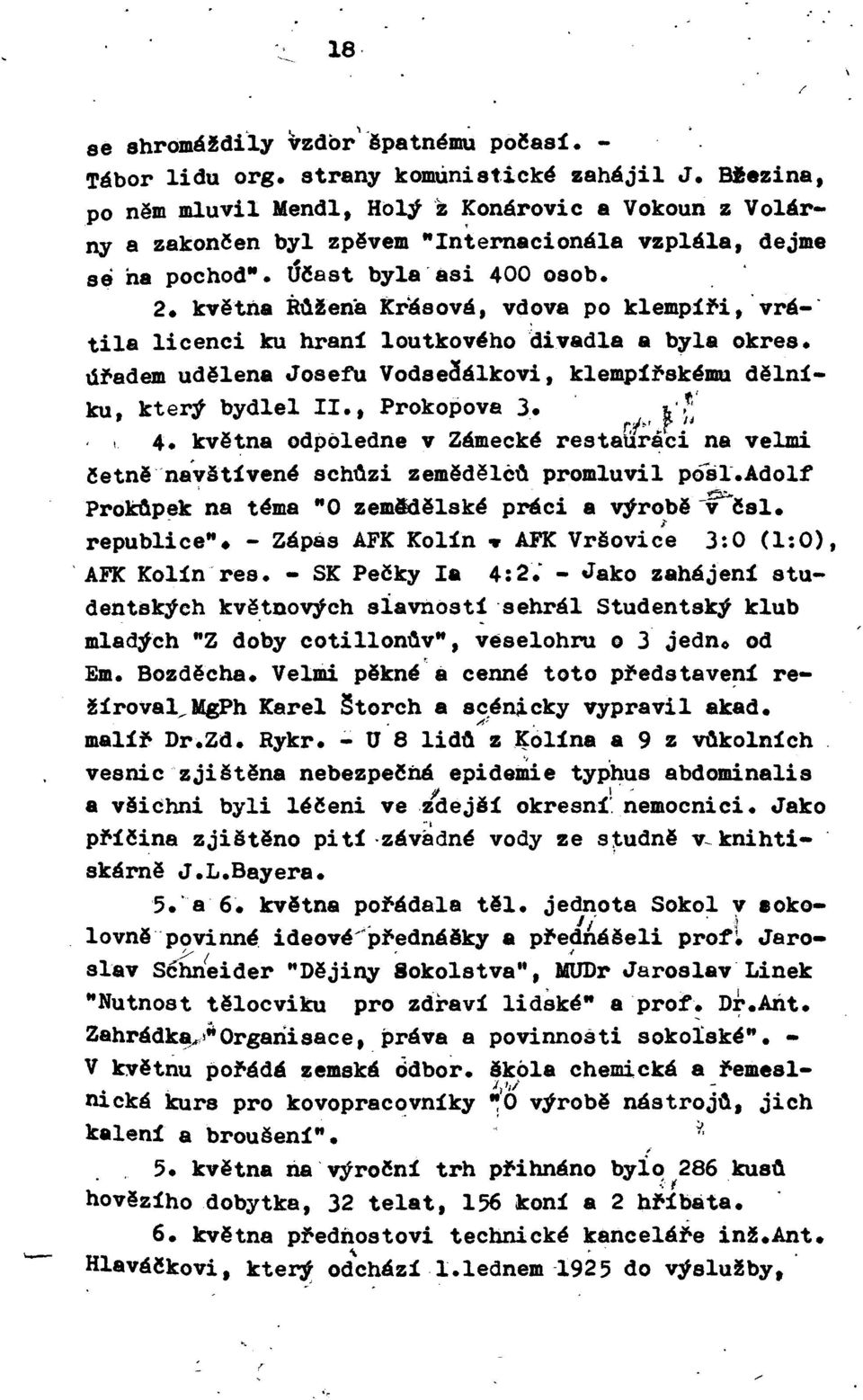 května Rdlena Krásová, vdova po klempífi, vrá- tila licenci ku hraní loutkováho divadla a byla okres. ú~adem udělena Josefu Vodseaálkovi, klempířskámu dělníku, který bydlel I_ I., Prokopova 3. fz.t r.