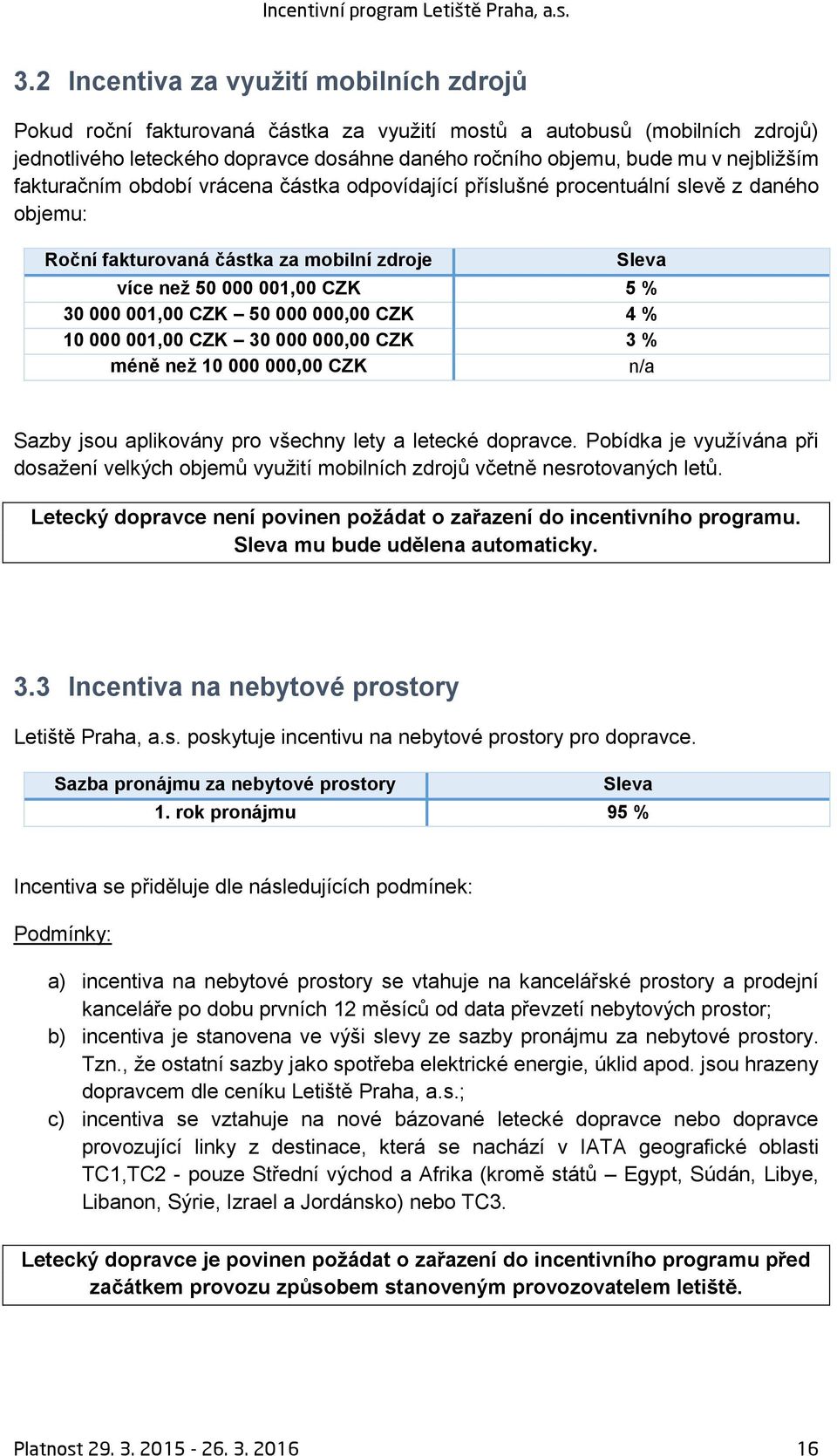 CZK 50 000 000,00 CZK 4 % 10 000 001,00 CZK 30 000 000,00 CZK 3 % méně než 10 000 000,00 CZK n/a Sazby jsou aplikovány pro všechny lety a letecké dopravce.