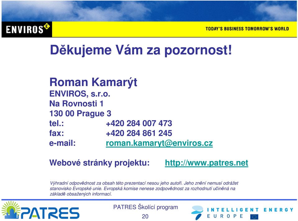 cz Webové stránky projektu: http://www.patres.