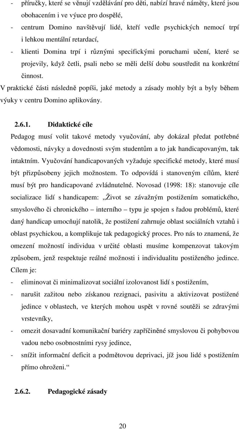 V praktické části následně popíši, jaké metody a zásady mohly být a byly během výuky v centru Domino aplikovány. 2.6.1.