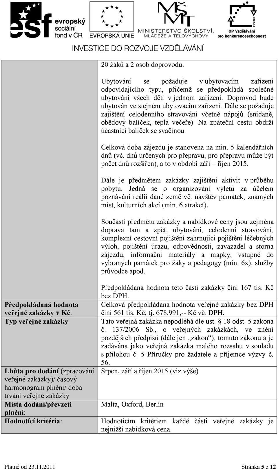 Na zpáteční cestu obdrží účastníci balíček se svačinou. Celková doba zájezdu je stanovena na min. 5 kalendářních dnů (vč.