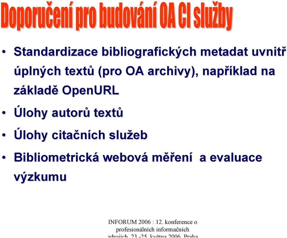 základě OpenURL Úlohy autorů textů Úlohy