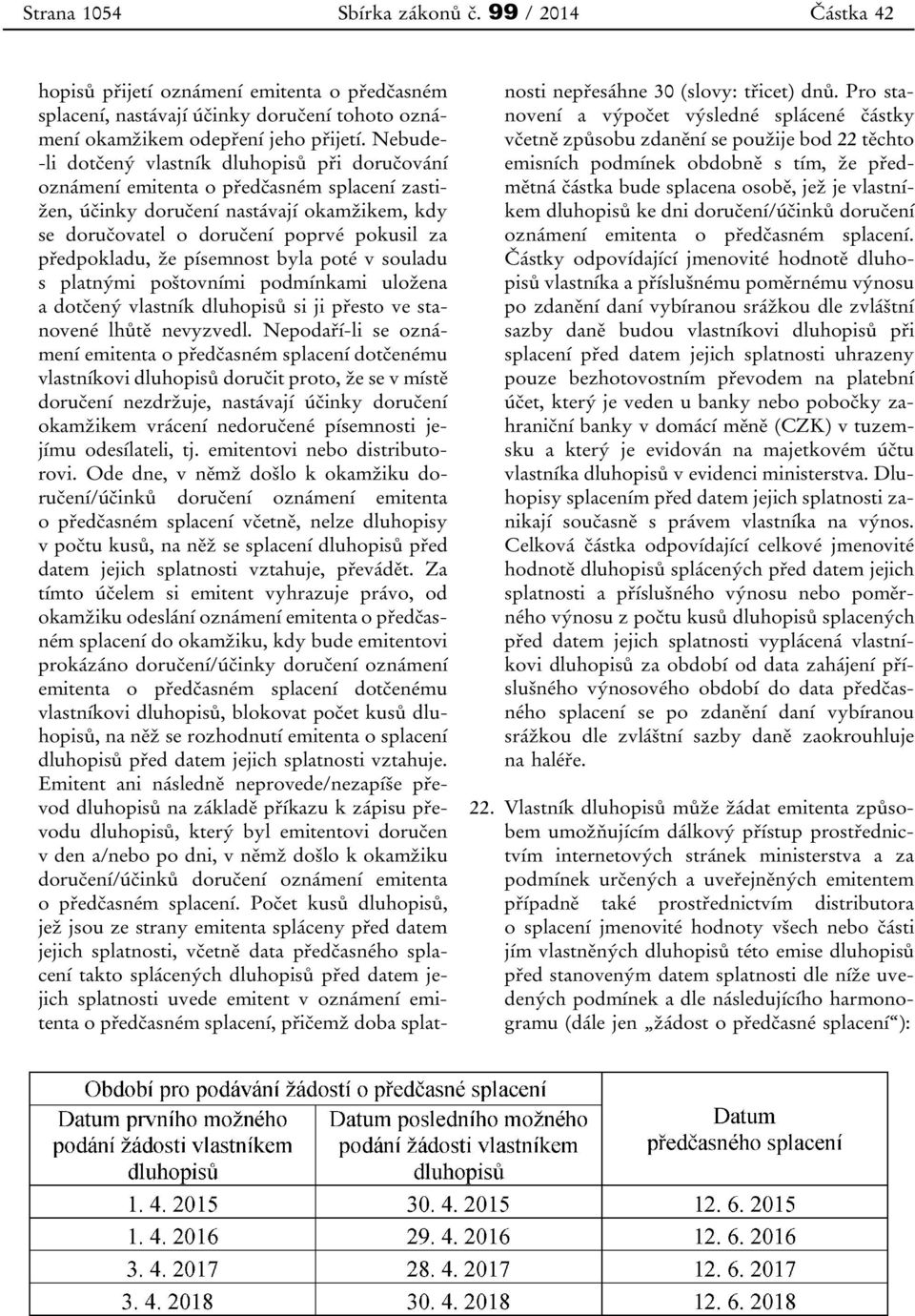 předpokladu, že písemnost byla poté v souladu s platnými poštovními podmínkami uložena a dotčený vlastník dluhopisů si ji přesto ve stanovené lhůtě nevyzvedl.