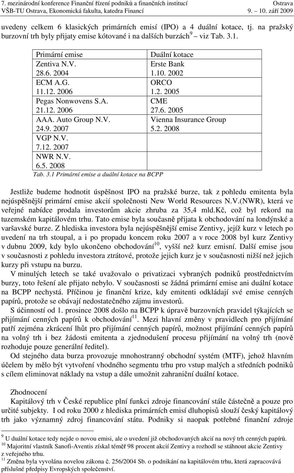 9. 2007 5.2. 2008 VGP N.V. 7.12. 2007 NWR N.V. 6.5. 2008 Tab. 3.