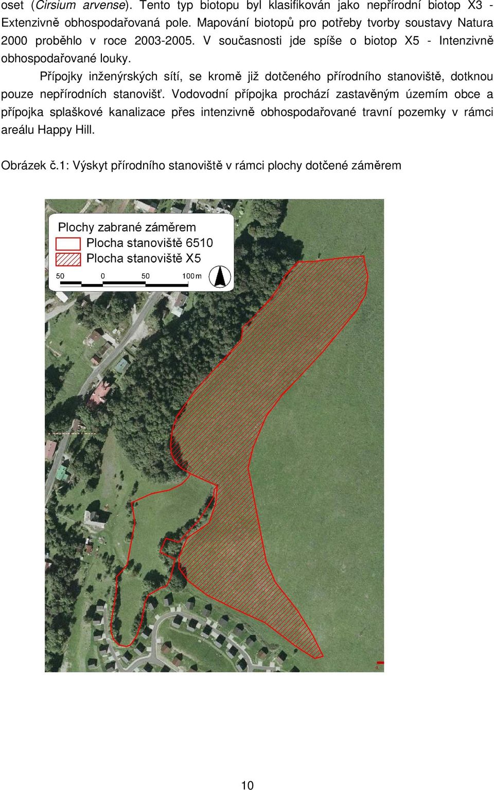 Přípojky inženýrských sítí, se kromě již dotčeného přírodního stanoviště, dotknou pouze nepřírodních stanovišť.