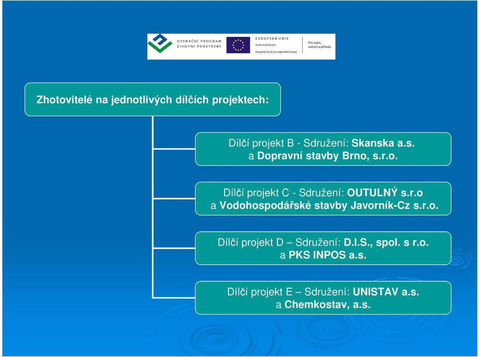 r.o a Vodohospodářské stavby Javorník-Cz s.r.o. Dílčí projekt D Sdružení: D.I.S., spol.