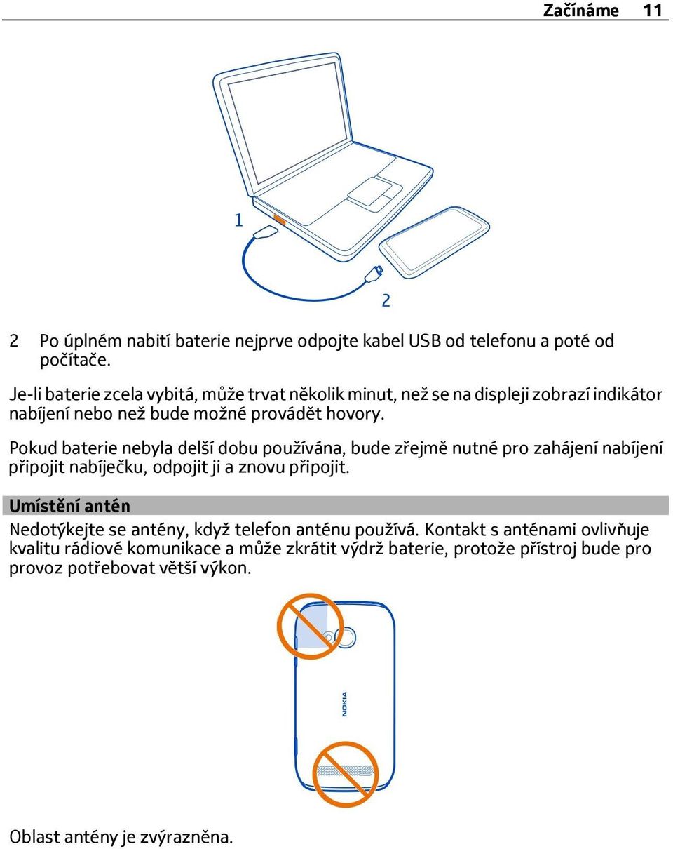 Pokud baterie nebyla delší dobu používána, bude zřejmě nutné pro zahájení nabíjení připojit nabíječku, odpojit ji a znovu připojit.