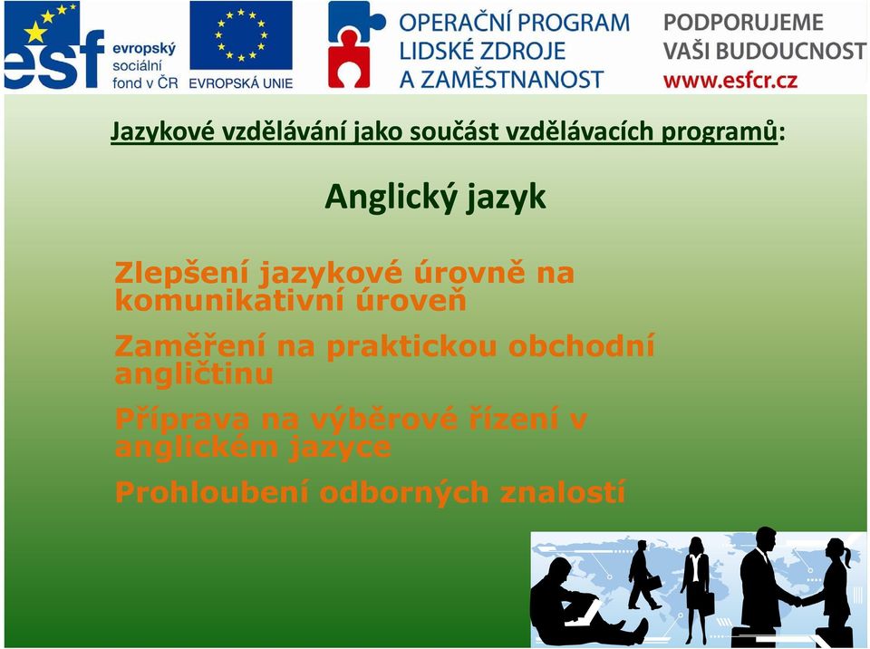 úroveň Zaměření na praktickou obchodní angličtinu Příprava