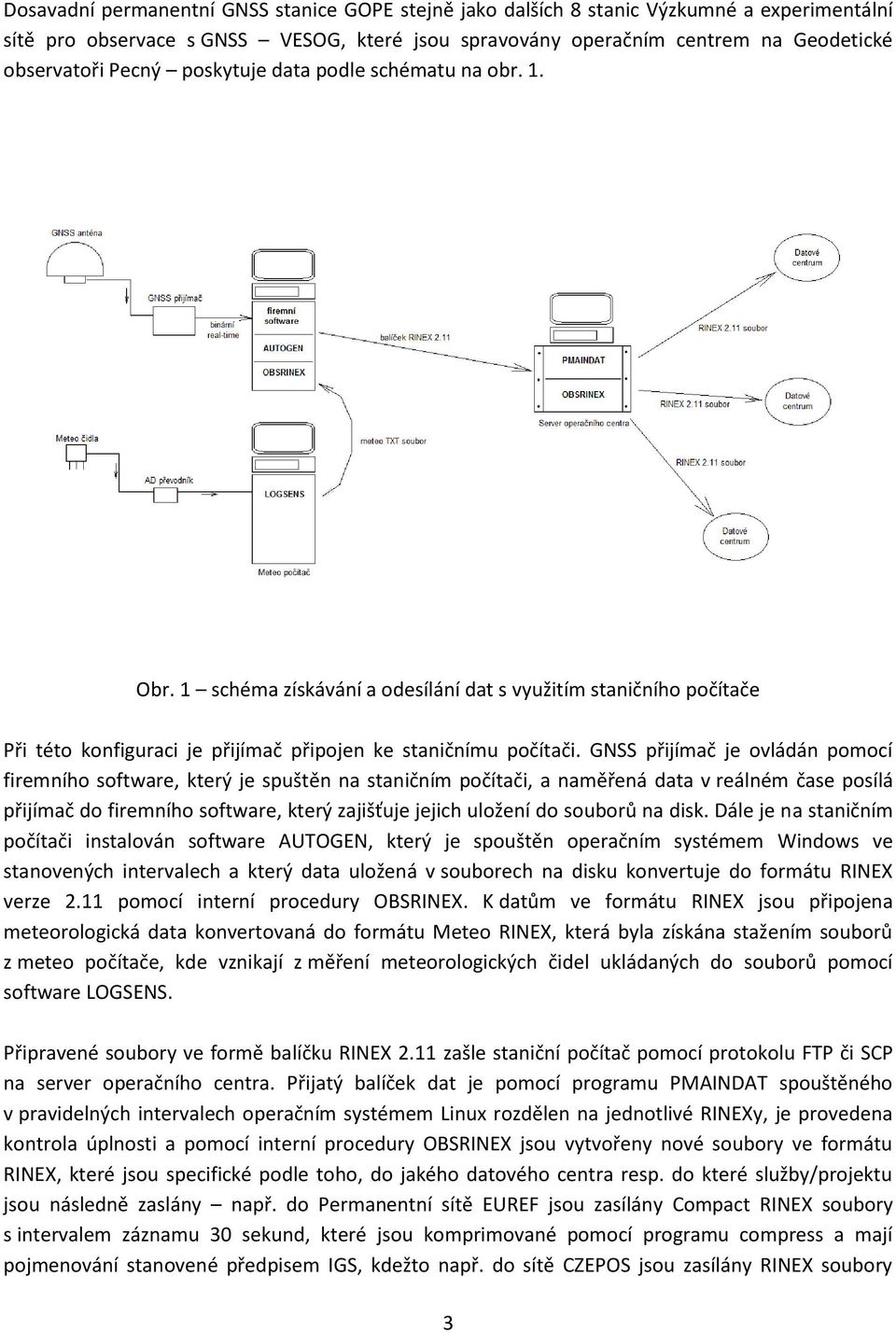 GNSS přijímač je ovládán pomocí firemního software, který je spuštěn na staničním počítači, a naměřená data v reálném čase posílá přijímač do firemního software, který zajišťuje jejich uložení do