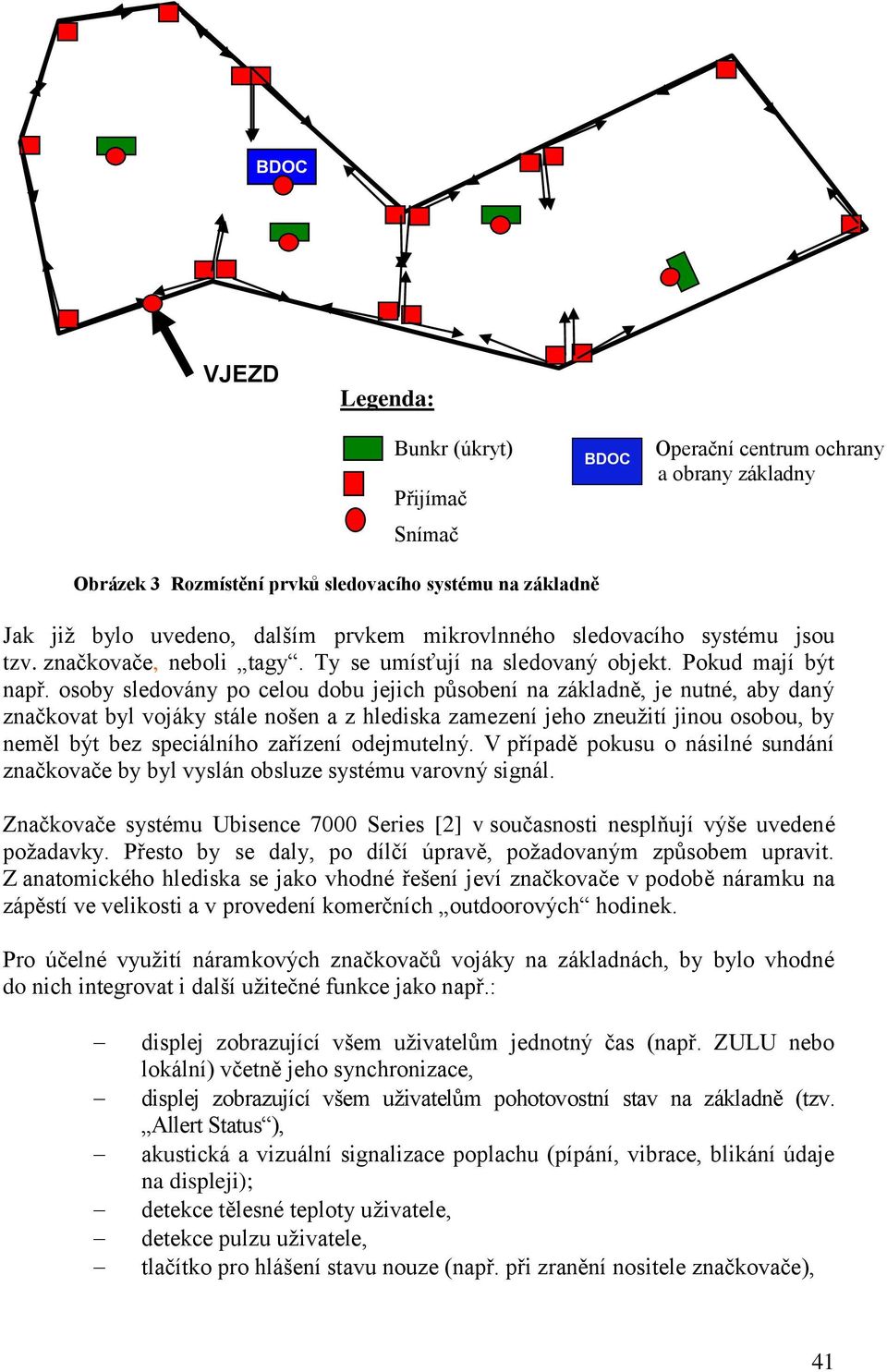 osoby sledovány po celou dobu jejich působení na základně, je nutné, aby daný značkovat byl vojáky stále nošen a z hlediska zamezení jeho zneužití jinou osobou, by neměl být bez speciálního zařízení