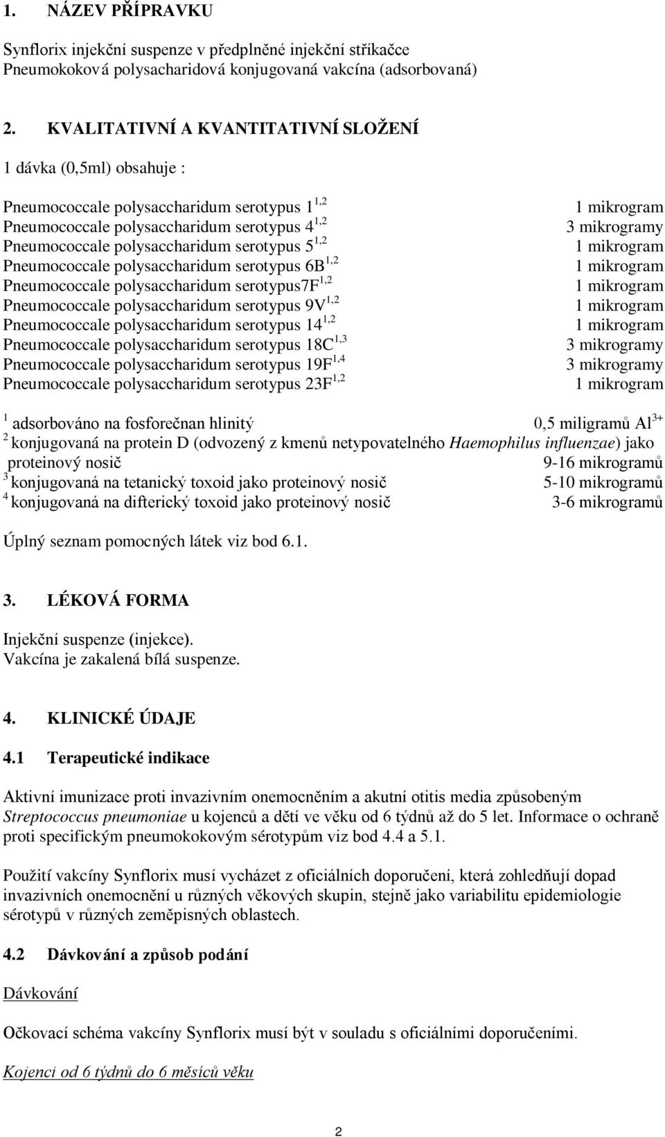 1,2 Pneumococcale polysaccharidum serotypus 6B 1,2 Pneumococcale polysaccharidum serotypus7f 1,2 Pneumococcale polysaccharidum serotypus 9V 1,2 Pneumococcale polysaccharidum serotypus 14 1,2