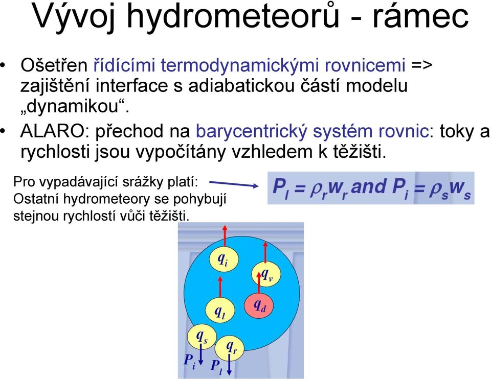 ALARO: přechod na barycentrický systém rovnic: toky a rychlosti jsou vypočítány