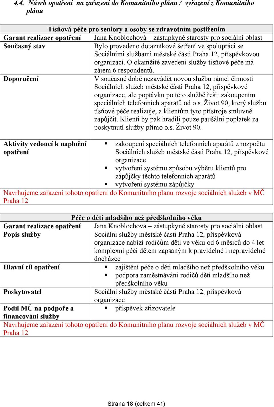 O okamžité zavedení tísňové péče má zájem 6 respondentů.