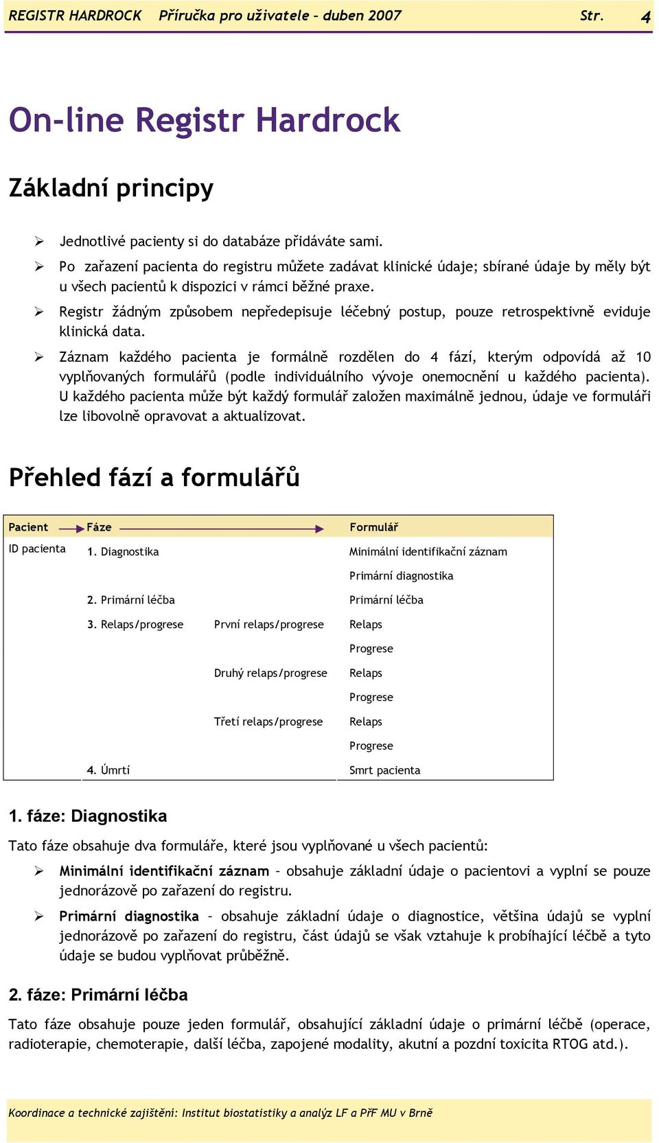 Registr žádným způsobem nepředepisuje léčebný postup, pouze retrospektivně eviduje klinická data.