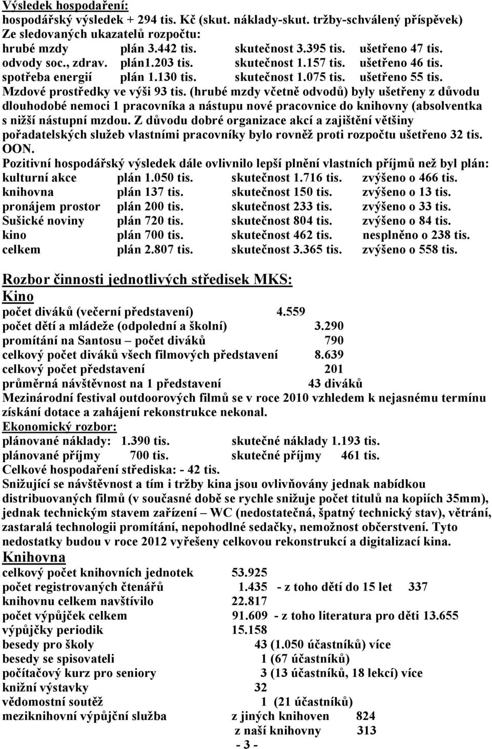 (hrubé mzdy včetně odvodů) byly ušetřeny z důvodu dlouhodobé nemoci 1 pracovníka a nástupu nové pracovnice do knihovny (absolventka s nižší nástupní mzdou.