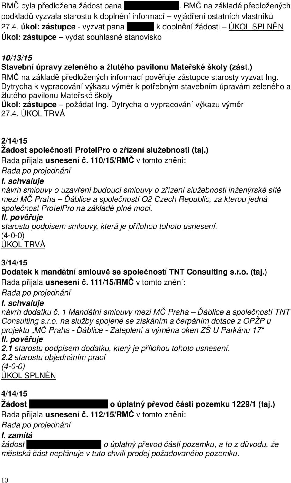 ) RMČ na základě předložených informací pověřuje zástupce starosty vyzvat Ing.