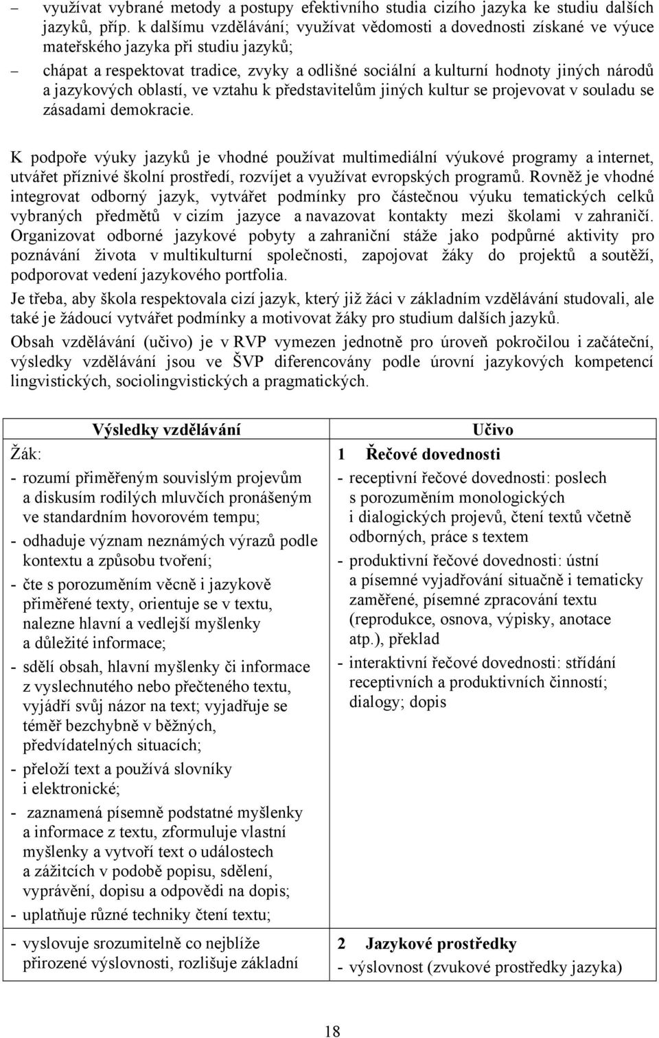 jazykových oblastí, ve vztahu k představitelům jiných kultur se projevovat v souladu se zásadami demokracie.