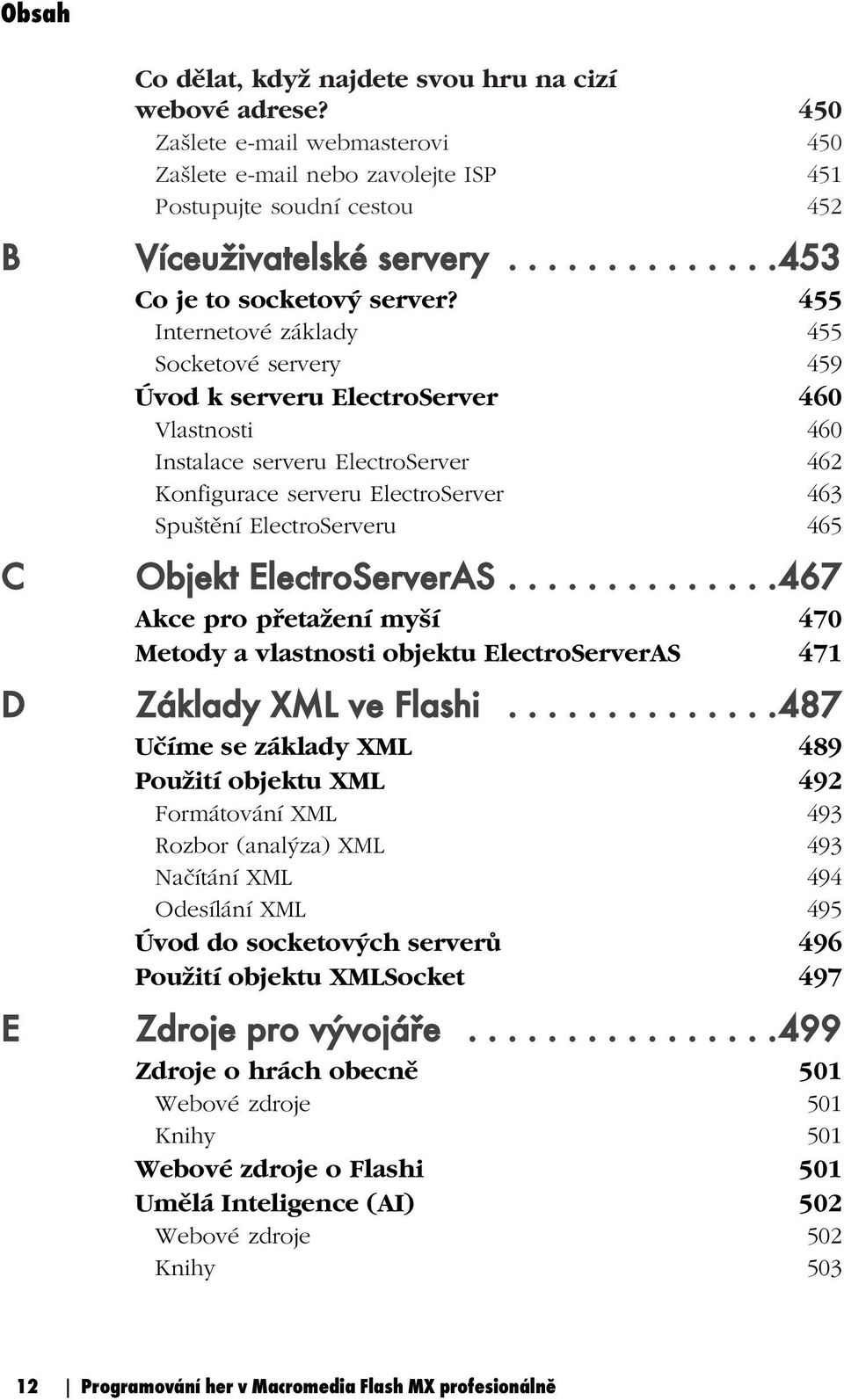 455 Internetové základy 455 Socketové servery 459 Úvod k serveru ElectroServer 460 Vlastnosti 460 Instalace serveru ElectroServer 462 Konfigurace serveru ElectroServer 463 Spuštění ElectroServeru 465