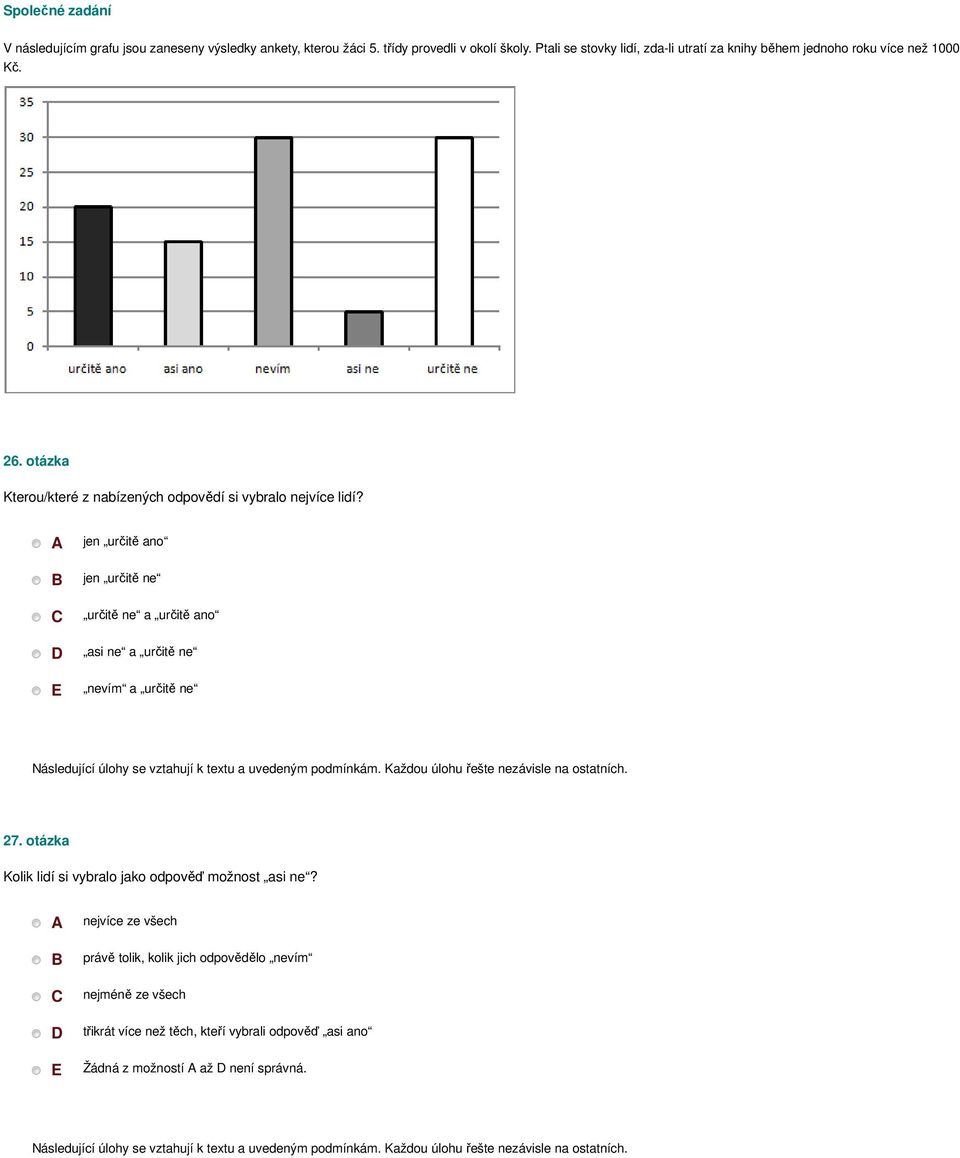 otázka Kterou/které z nabízených odpovědí si vybralo nejvíce lidí?
