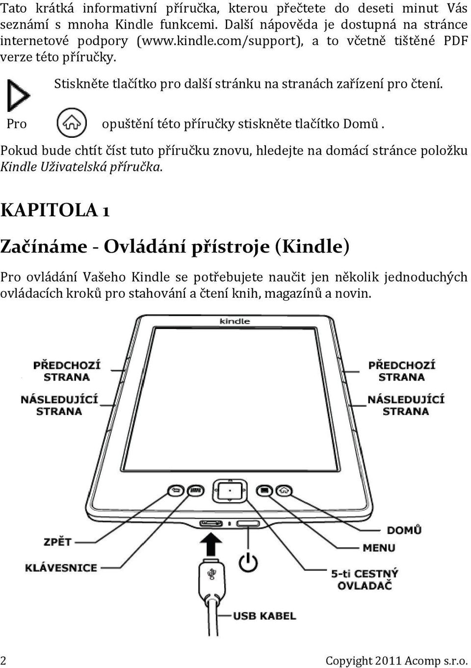 Pro opuštění této příručky stiskněte tlačítko Domů. Pokud bude chtít číst tuto příručku znovu, hledejte na domácí stránce položku Kindle Uživatelská příručka.