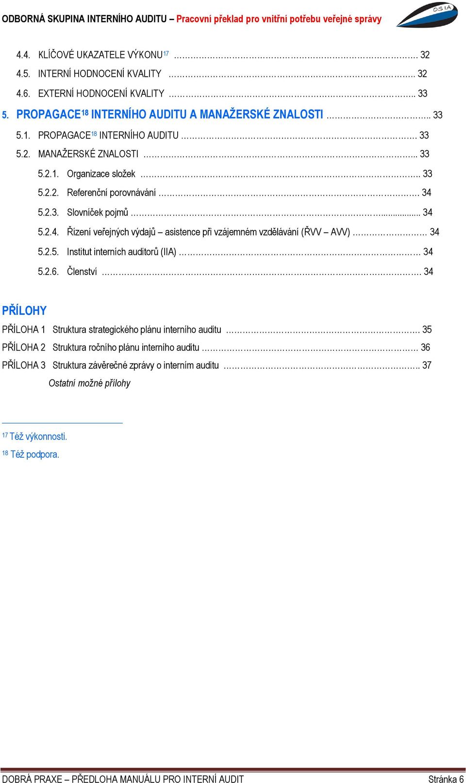 2.6. Členství. 34 PŘÍLOHY PŘÍLOHA 1 Struktura strategického plánu interního auditu.