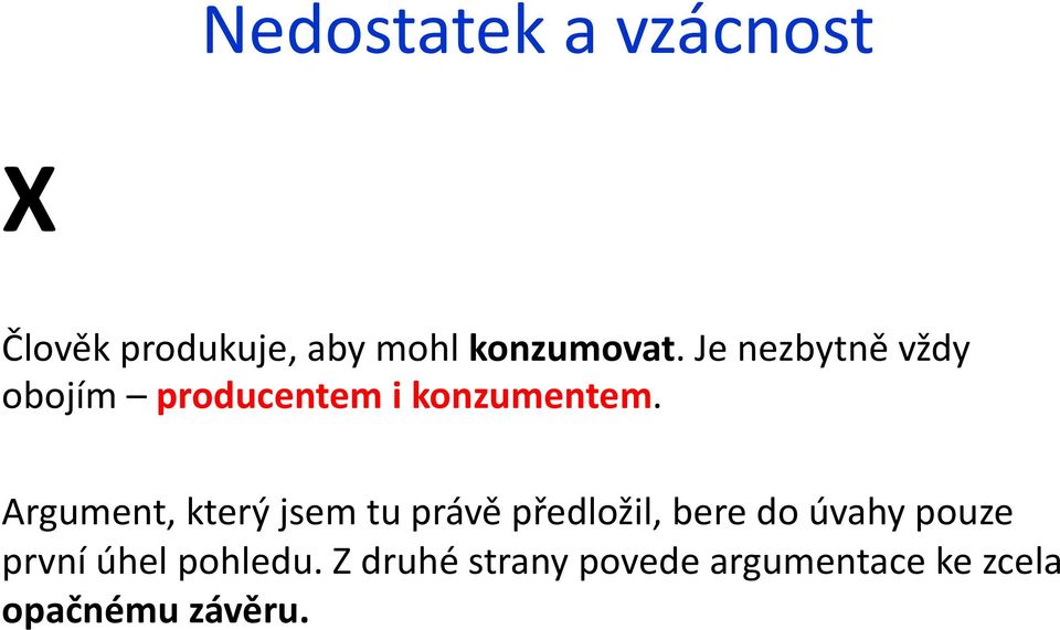 Argument, který jsem tu právě předložil, bere do úvahy pouze