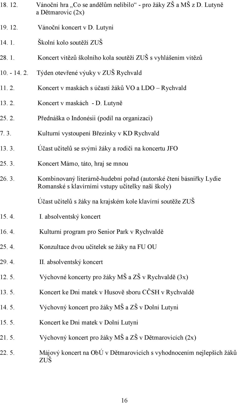 Kulturní vystoupení Březinky v KD Rychvald 13. 3.