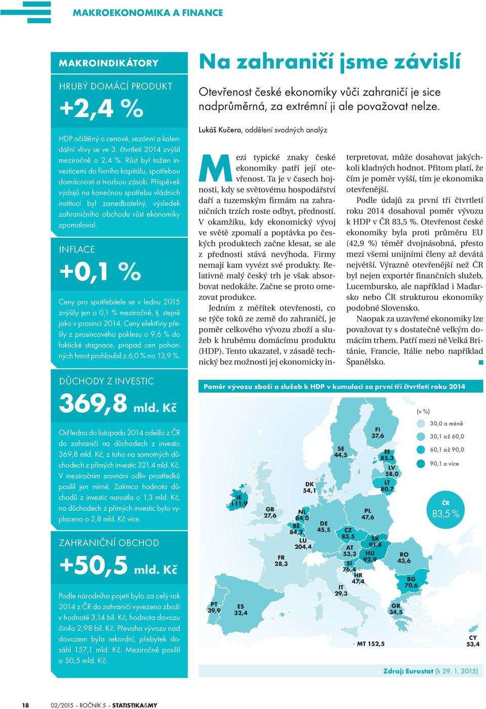 Příspěvek výdajů na konečnou spotřebu vládních institucí byl zanedbatelný, výsledek zahraničního obchodu růst ekonomiky zpomaloval.