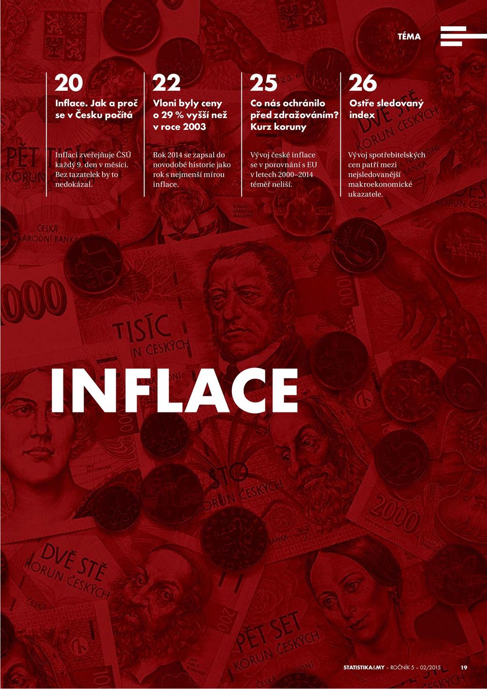 Kurz koruny 26 Ostře sledovaný index Inflaci zveřejňuje ČSÚ každý 9. den v měsíci. Bez tazatelek by to nedokázal.