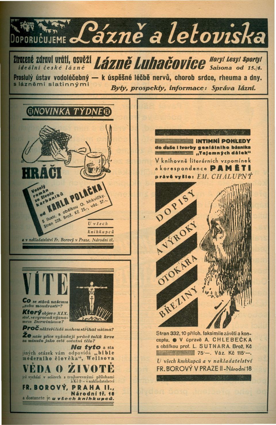 ku V knihovne literárních vzpomínek a korespondence PA MI' I pr6vl v,llo: EM. CHALUPNT,,~.l') I j'.,.{~"t'l'11 \ ( J ffi. /'111 r.' li.,' \j~ t~ ', < ': knihkupcu \,;'.,.-!