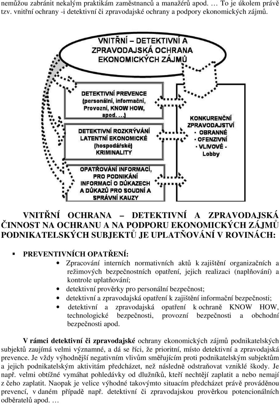 normativních aktů k zajištění organizačních a režimových bezpečnostních opatření, jejich realizaci (naplňování) a kontrole uplatňování; detektivní prověrky pro personální bezpečnost; detektivní a